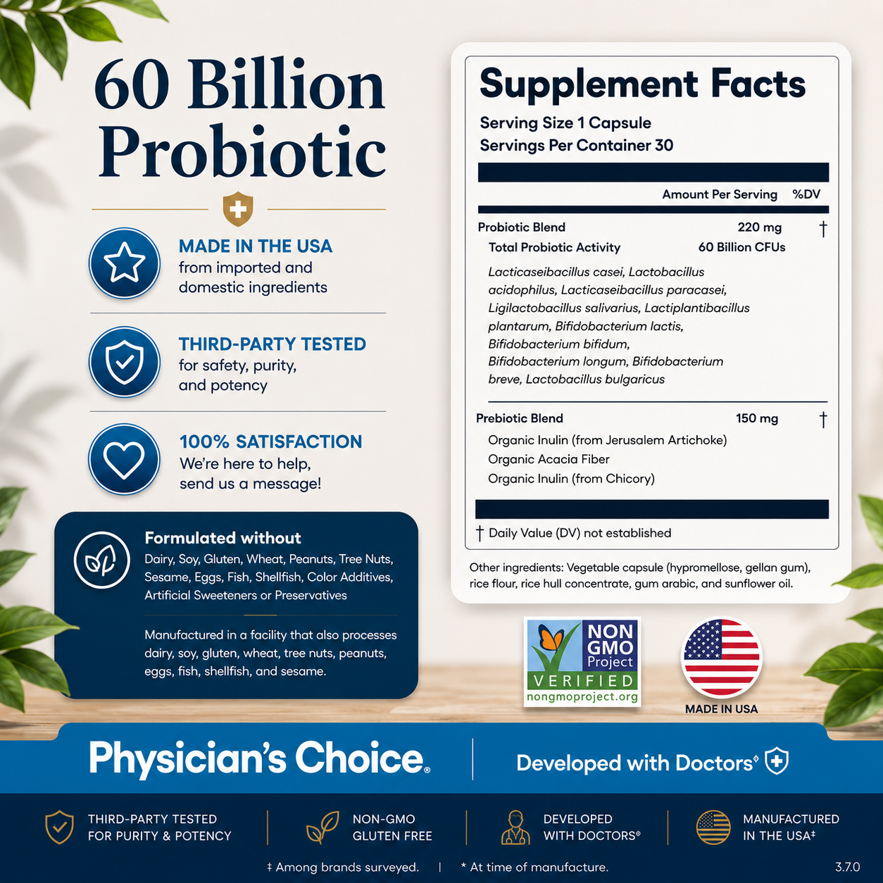 60 Billion CFUs. 10 Probiotic Strains.